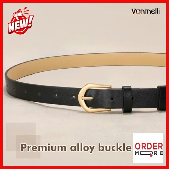 4 Pack Thin Leather Belts Skinny Waist Gold Buckle Women\'s Fashion main image 8